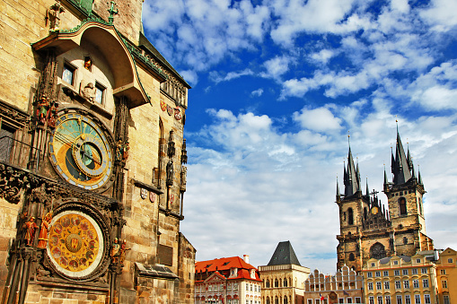 View of square and astronomical clock