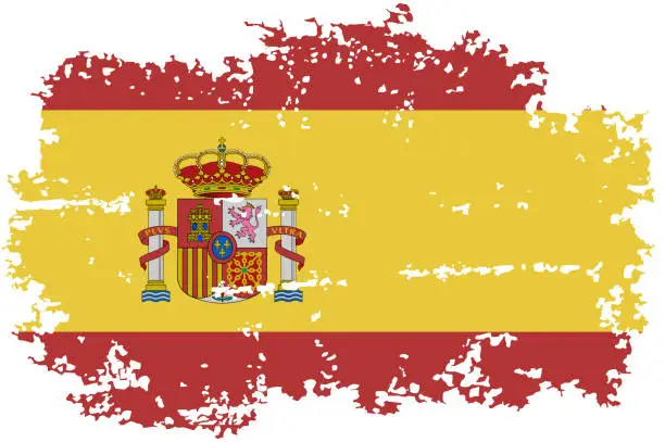 Vector illustration of Spanish grunge flag. Vector illustration.