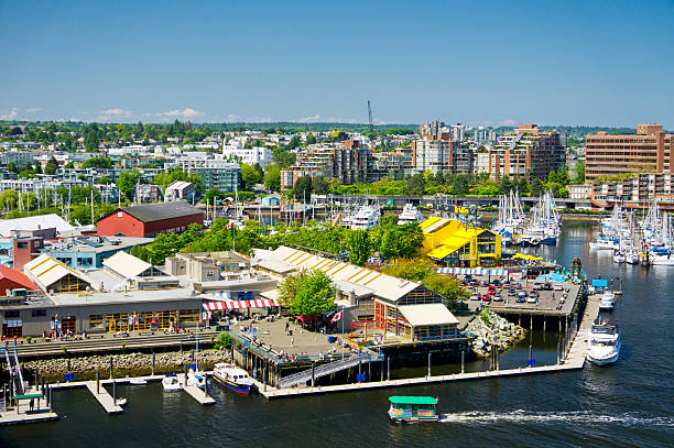 Beautiful view of Vancouver, British Columbia, Canada Beautiful view of Vancouver, British Columbia, Canada granville island stock pictures, royalty-free photos & images