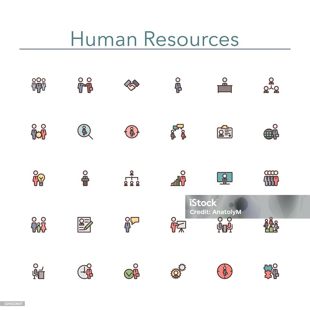 Human Resources Colored Line Icons Human resources colored line icons set. Vector illustration. Human Resources stock vector