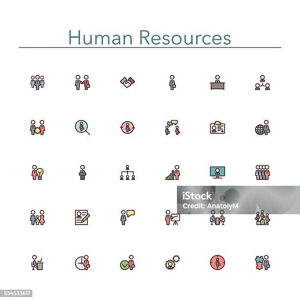 Human Resources Colored Line Icons Stock Illustration - Download Image Now - Human Resources, Icon Symbol, Adult