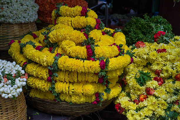 mercado de flores - india bangalore flower business imagens e fotografias de stock
