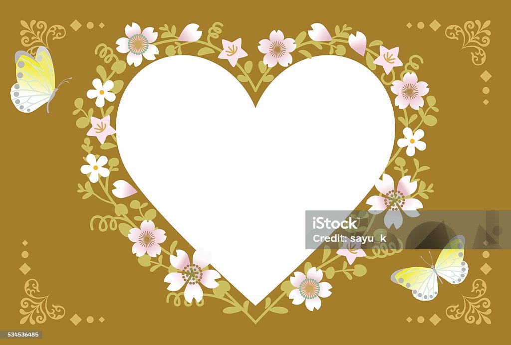 Spring Flower Wreath-Heart Brown Vector illustration of Spring Flower Wreath Heart shape, Brown background. 2015 stock vector