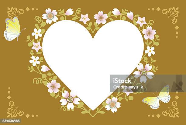 Spring Flower Wreathheart Brown Stock Illustration - Download Image Now - 2015, Antique, Beauty In Nature