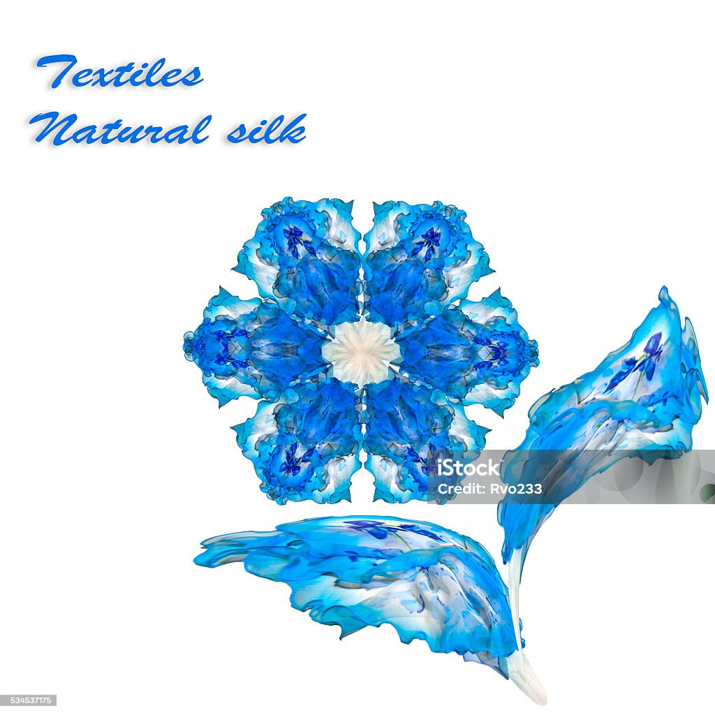 Blue silk flower Blue  flower of natural silk on the white background isolated. Advertising of  ladies elegant Textiles Accessories 2015 Stock Photo