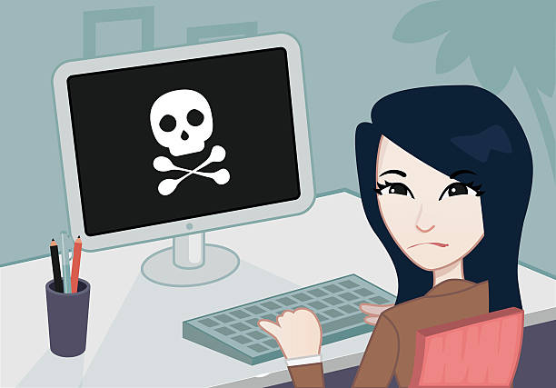 illustrations, cliparts, dessins animés et icônes de femme d'affaires travaillant dans le bureau - rudeness risk computer business