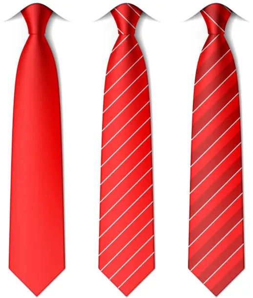 Vector illustration of Red plain and striped ties