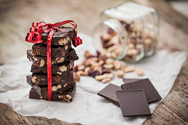 Home made chocolate as gift stock photo