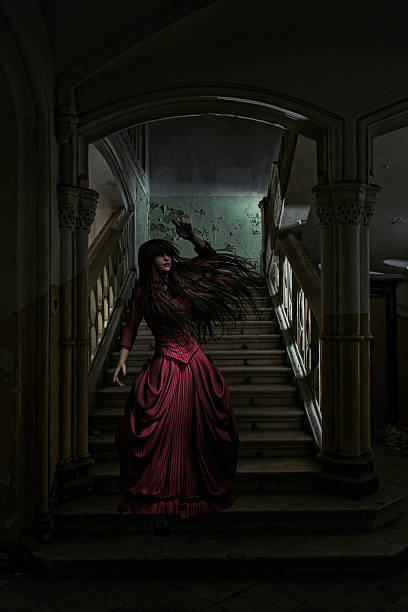istock Scared princess running down the castle stairs 534543547