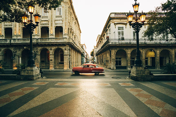 Paseo de Marti boulevard at dusk, Havana, Cuba