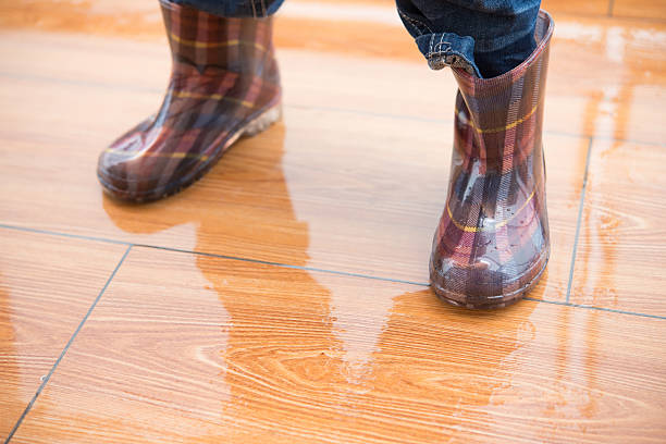 istock kid wearing waterproof gumboots and standing on wet floor 534550512