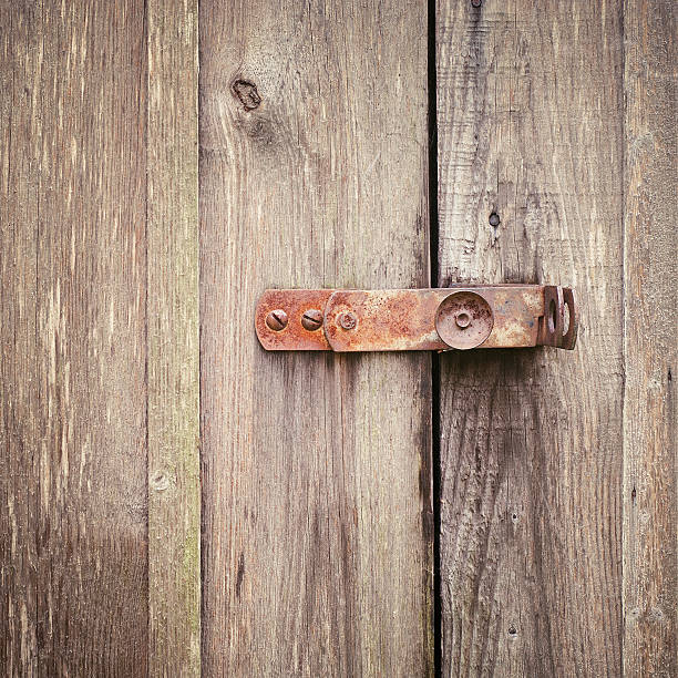 istock wooden door with lock 534550576