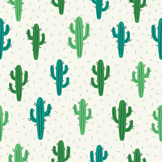 illustrazioni stock, clip art, cartoni animati e icone di tendenza di vernice motivo con cactus su sfondo bianco - cactus thorns