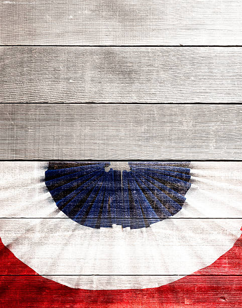 istock Traditional Patriotic Bunting Painted On Whitewashed Wood Fence 534554448
