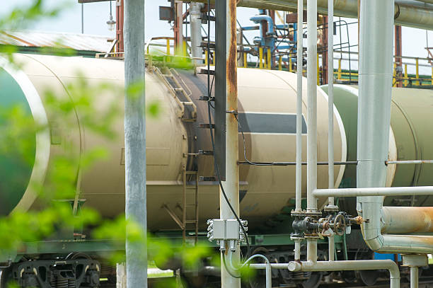 istock Old railway fuel tanks on the station 534558324