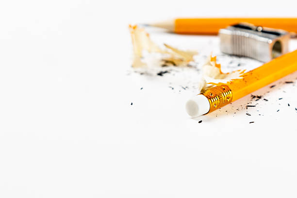 istock Pencil, metal sharpener and pencil shavings. 534559004