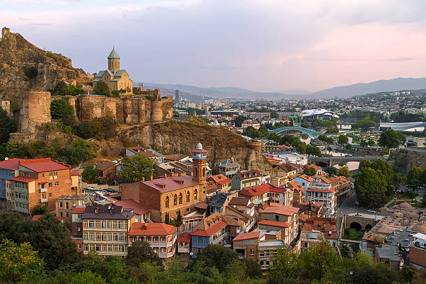 View over the city of Tbilisi, Georgia Narikala Castle and view over Tbilisi, Georgia caucasus photos stock pictures, royalty-free photos & images