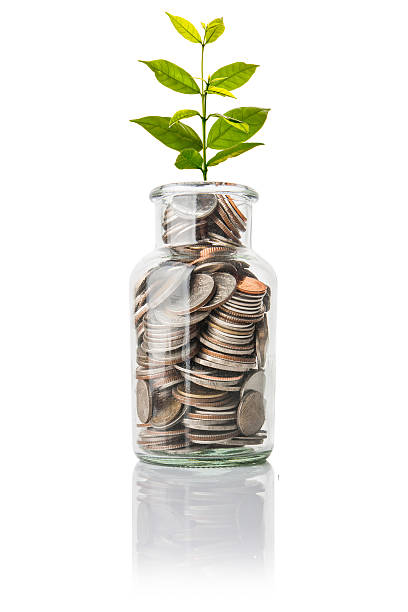 istock Glass jars with coins, savings concept 534560194