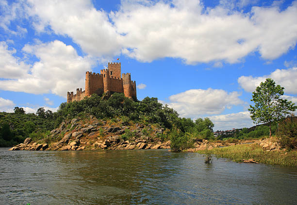 Tomar, Santarem district, Ribatejo, Portugal. The medieval Almourol Castle. stock photo