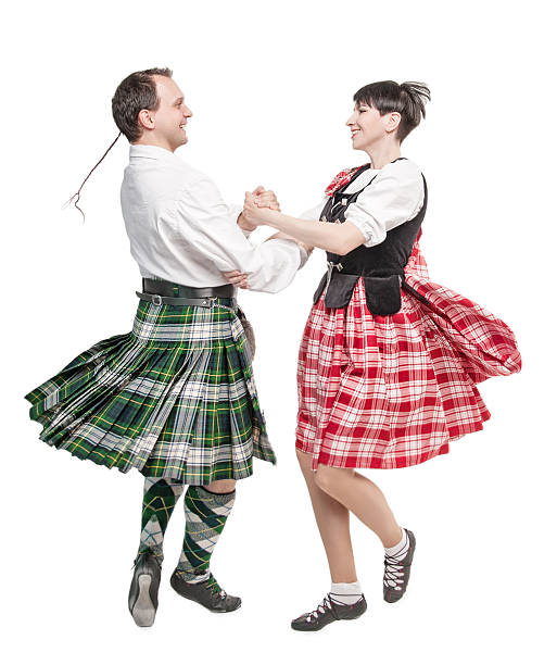 istock The pair woman and man dancing Scottish dance 534569612
