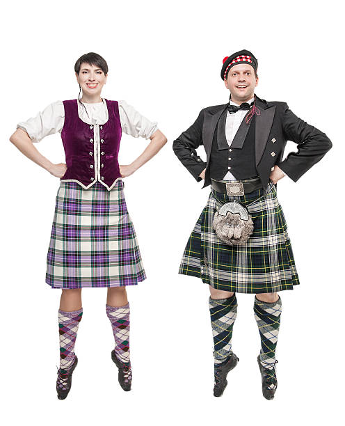 istock The pair woman and man dancing Scottish dance 534569644