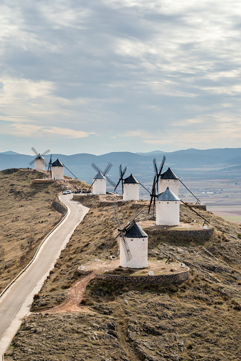 Windmills in Consuegr, province of Toledo, Castile-La Mancha, Spain
