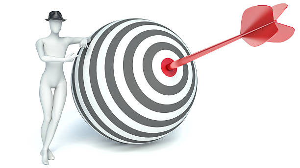 istock 3d people - man, person with targets and arrows 534601421