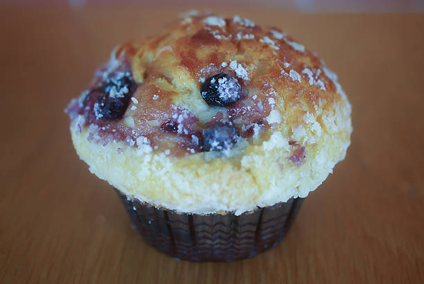 close-up of blueberry muffin