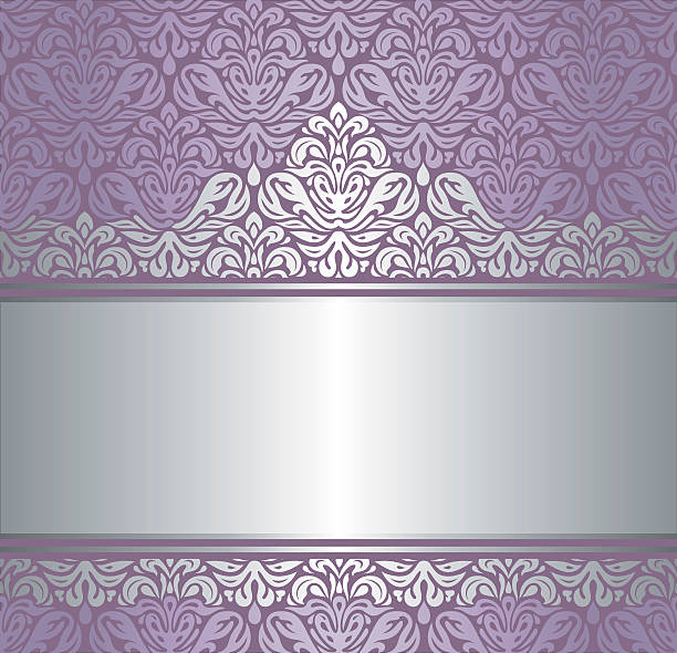 illustrazioni stock, clip art, cartoni animati e icone di tendenza di rosa rinascimentale & argento lucido motivo invitaton sfondo vintage - wedding frame silk backgrounds