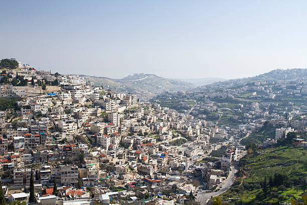 silwan village a gerusalemme. - jerusalem israel roof looking at view foto e immagini stock