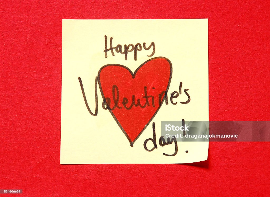 happy valentines day note happy valentines day handwritten on sticker 2015 Stock Photo