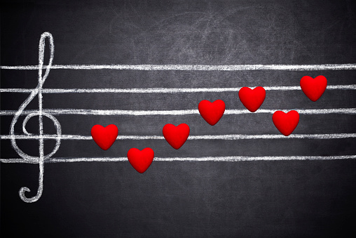 Song of love on blackboard