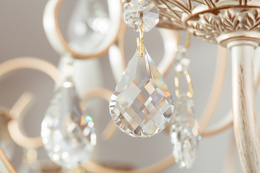 Close-up Luxury ceiling crystal chandelier