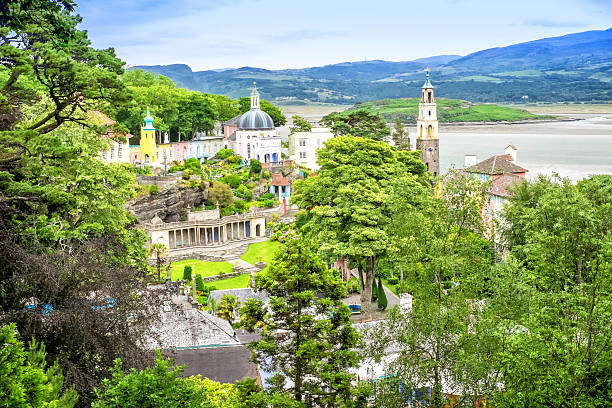 Portmeirion View of the town from a hill portmeirion stock pictures, royalty-free photos & images