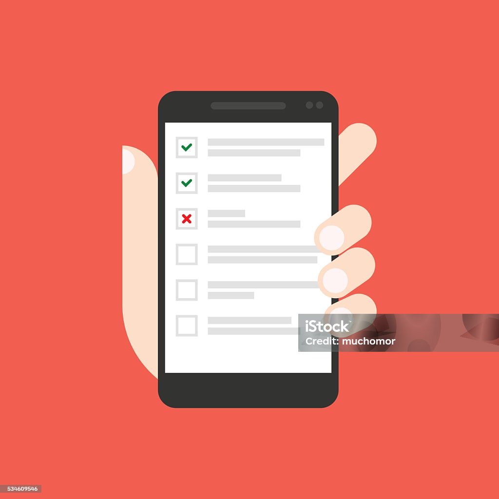 Todo list on smartphone screen It can be used for a website, mobile application, presentation, corporate identity design, wherever you decide that you need is. The icon looks good in small size. It is easy to modify  Telephone stock vector
