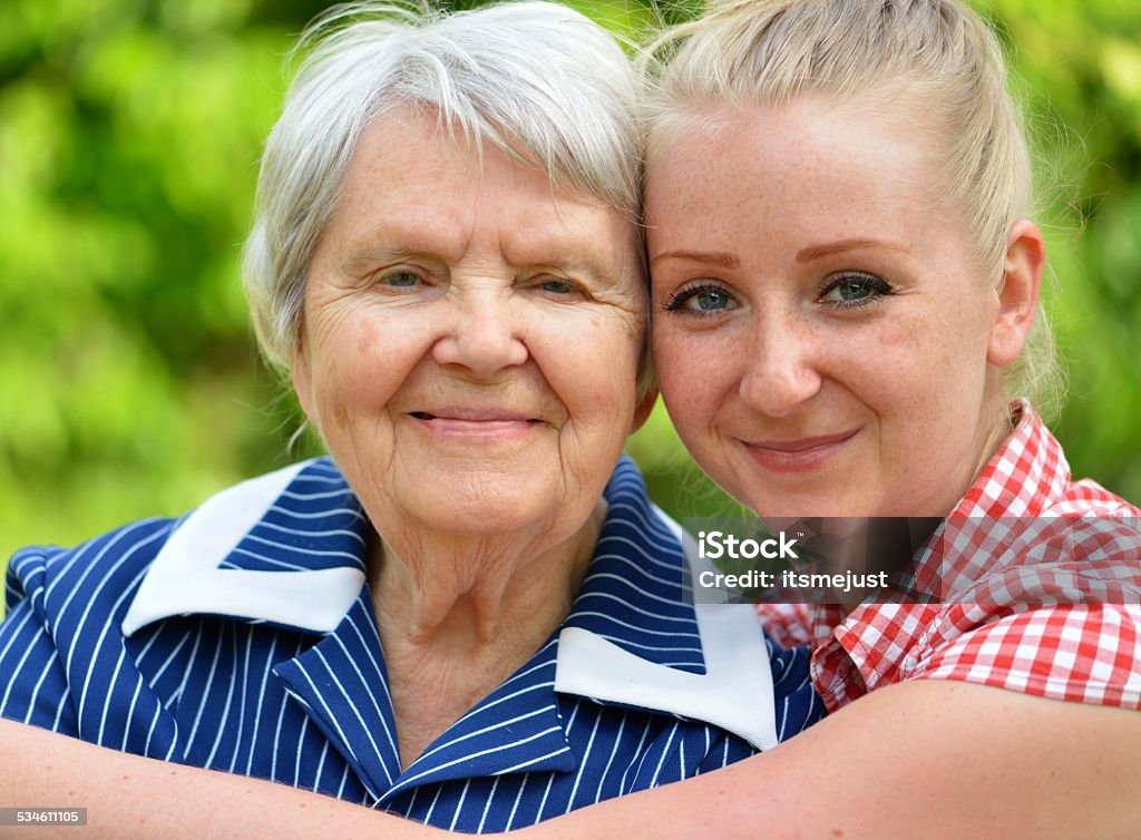 Grandmother and granddaughter. Happy family. 2015 Stock Photo