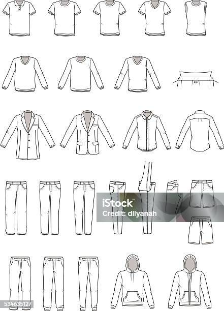 Mens Clothing Illustration Garment Stock Illustration - Download Image Now - Pants, Sketch, Clothing