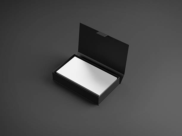 istock White business cards in the black cardboard box 534636003