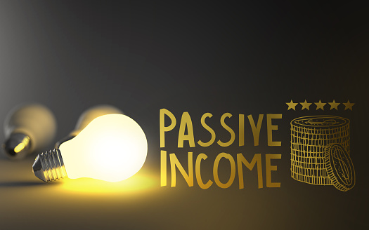 light bulb 3d and hand drawn passive income as concept