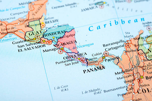 панама, коста-рика - cartography map el salvador photography стоковые фото и изображения