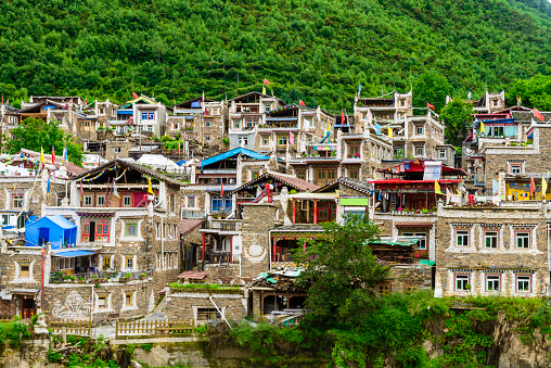 mountain and landscape of tibetan village