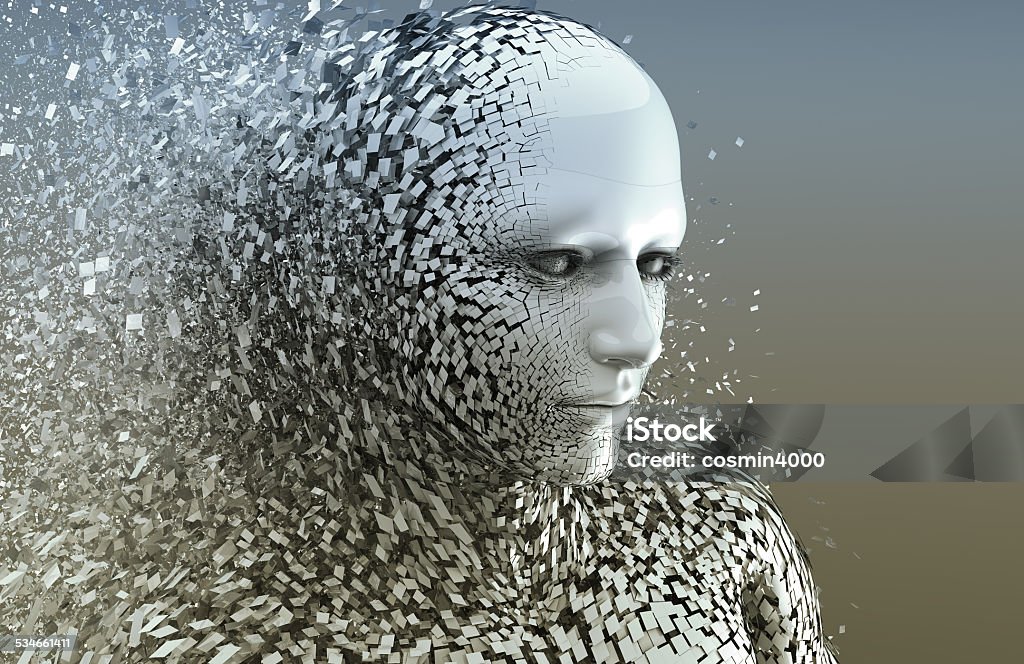 abstract character shattered into pieces Human Face Stock Photo
