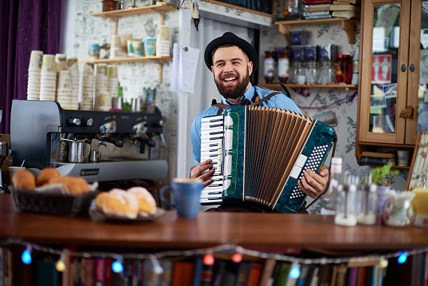 istock Accordionist at bar counter 534661511