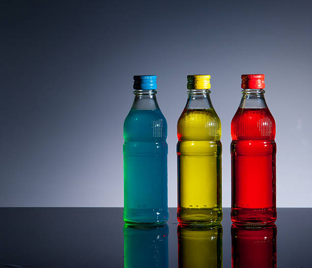 Exotic bottle alcohol cocktail and glass