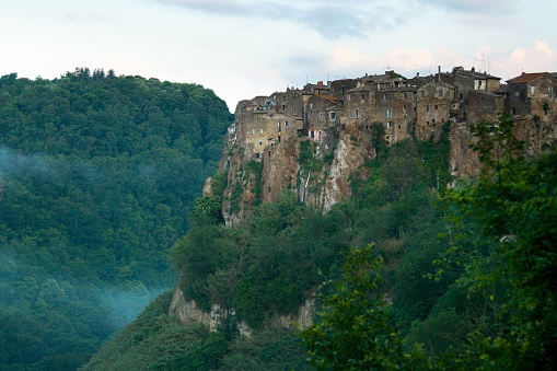 Panorama of Calcata, a cliffside village oin the province of Viterbo (Lazio), Italy.