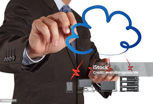 Cloud Computing Diagram On The New Computer Interface Stock Photo - Download Image Now