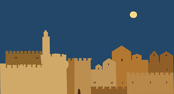 ilustrações, clipart, desenhos animados e ícones de a cidade santa, cidade do oriente médio - jerusalem judaism david tower