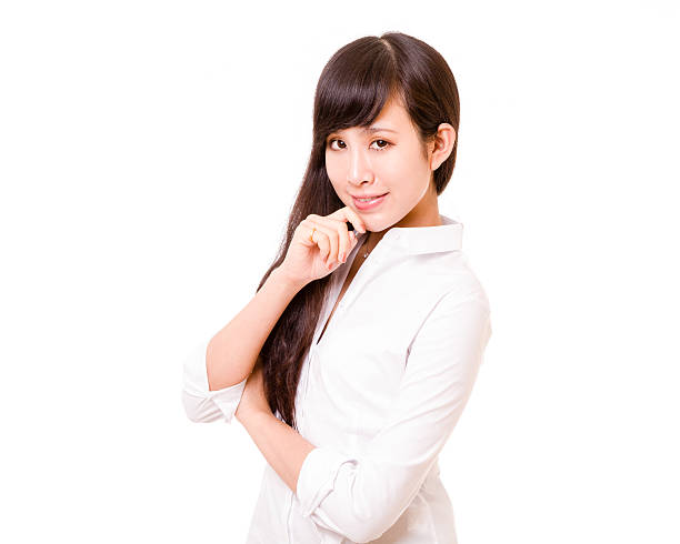 istock Asian woman with hand on chin 534665007