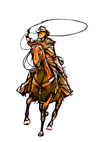 cowboy color illustration on white background