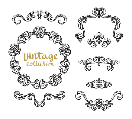 Vintage Ornamental Calligraphic Designs Set. Vector illustration
